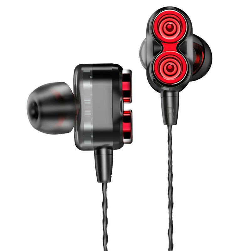 Bakeey Wired Earphone HIFI Stereo Dual Dynamic Noise Reduction Earbuds 3.5MM Sports Music Gaming In-Ear Headphones witth
