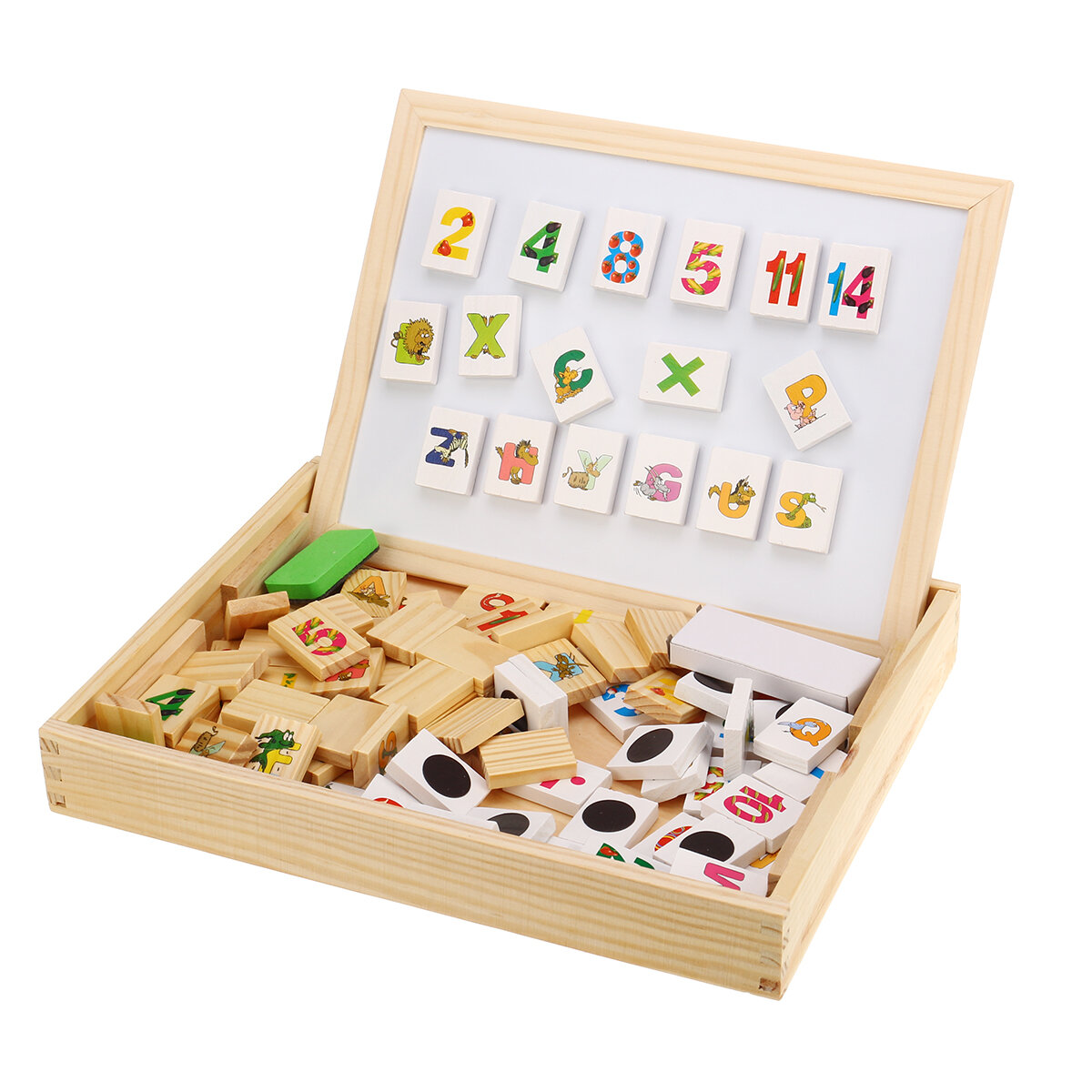 Houten magnetische puzzel kinderen multifunctionele educatieve leerbox dubbelzijdige tekentafel educ