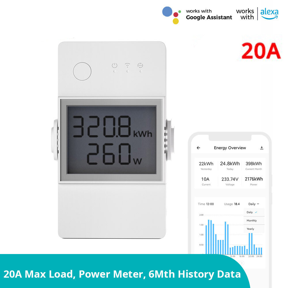 best price,sonoff,pow,elite,20a,smart,wifi,power,meter,switch,coupon,price,discount