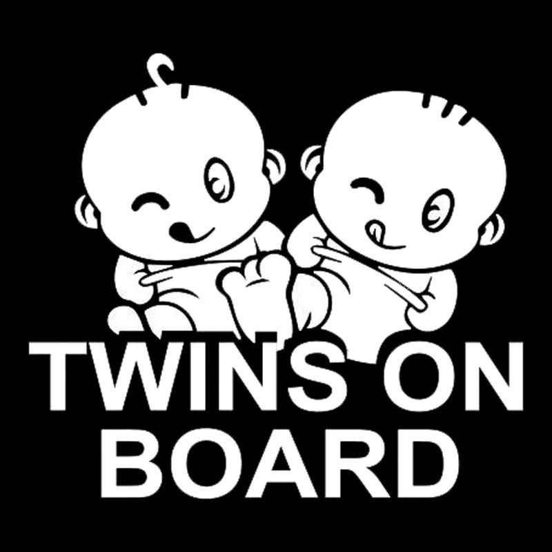 15x14cm Twins on Board Waarschuwing Reflecterende Auto Stickers Auto Truck Decal