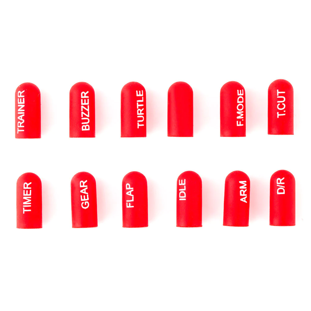 Red Short 12pcs Radiomaster Labeled Silicon Switch Cover Set