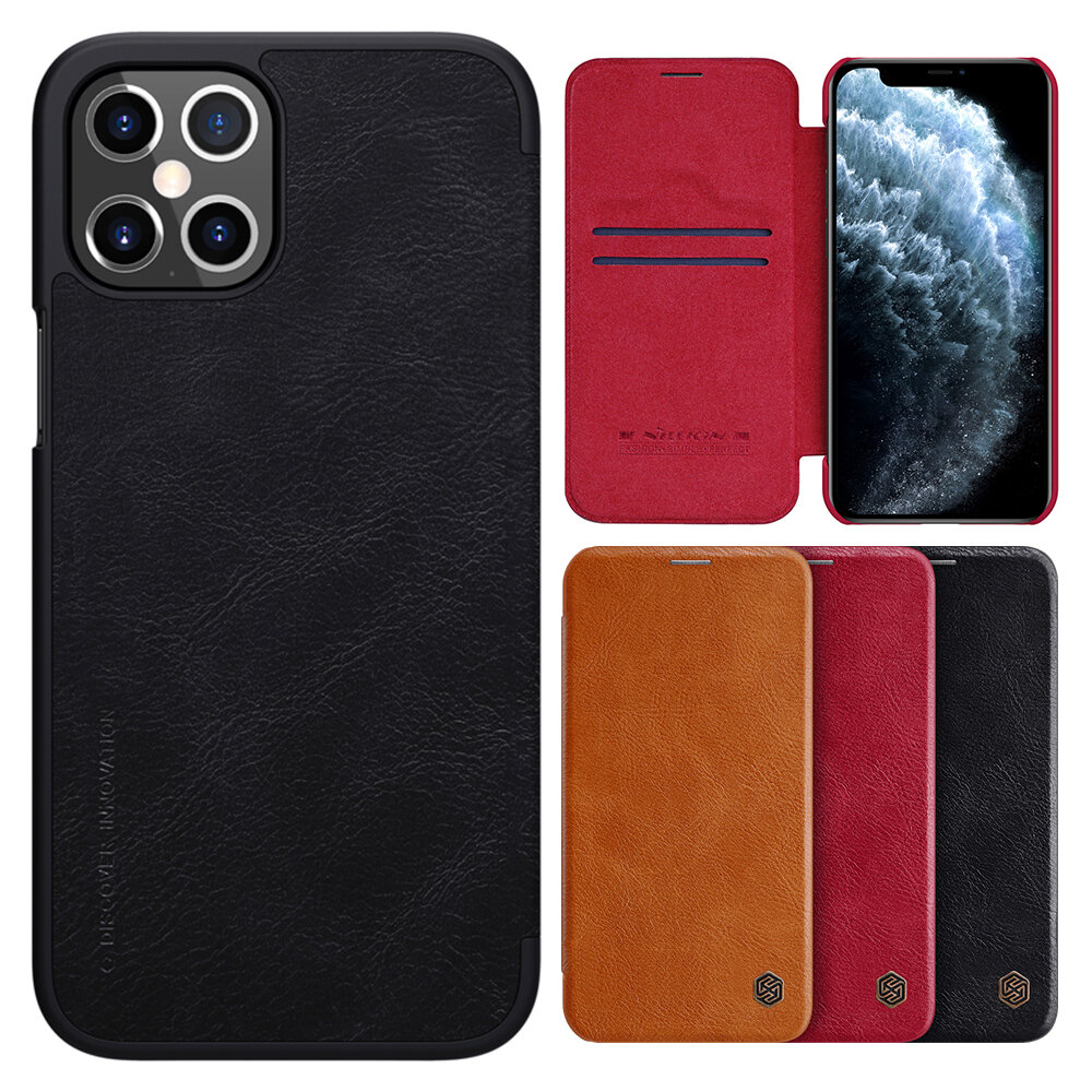 NILLKIN Bumper Flip Shockproof with Card Slot Full Cover PU Leather Protective Case for iPhone 12 Pr