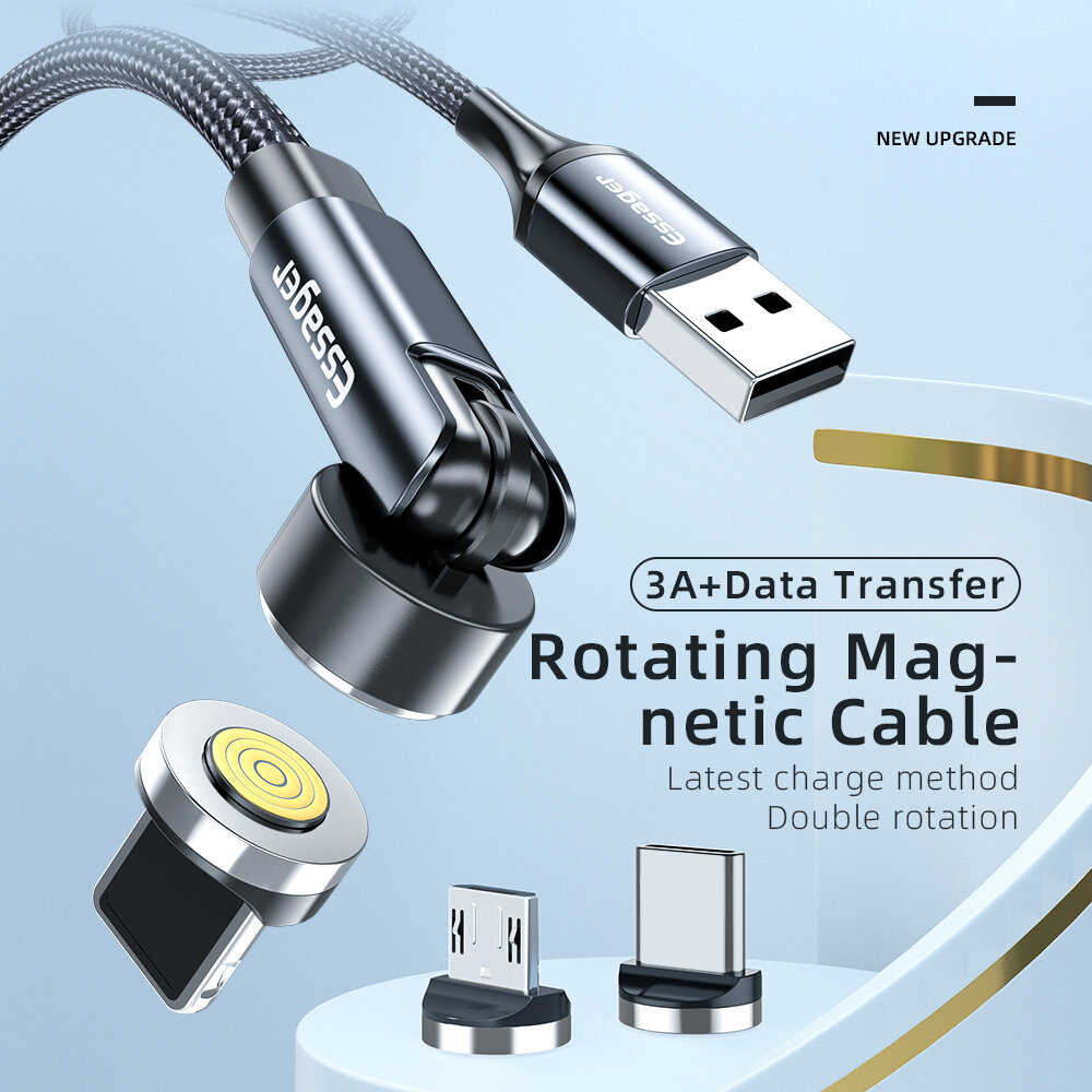 

Essager 540 Rotate Magnetic Data Cable 3A USB Type-C Fast Charging Line For OnePlus 8Pro 8T Huawei P30 P40 Mate 40 Pro