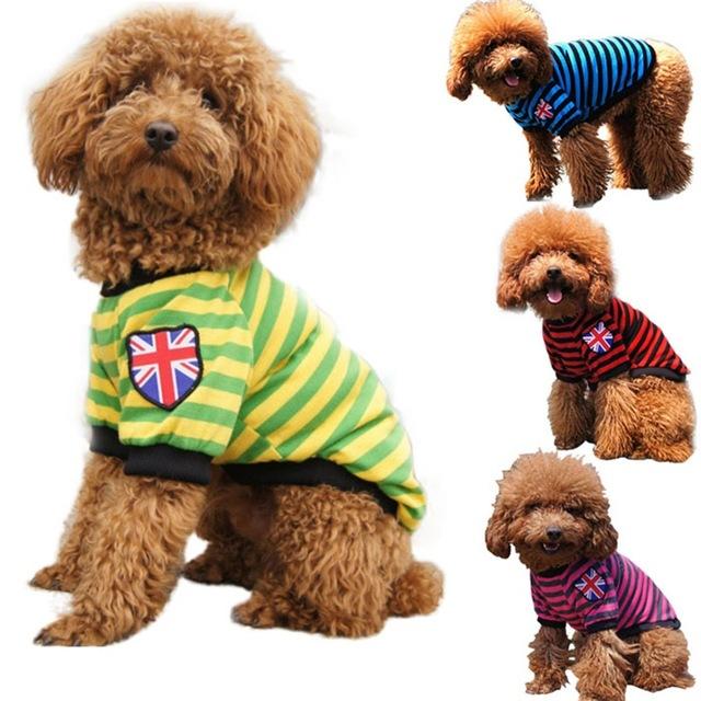 Pet Dog Cat Striped Clothing Coats T shirt Pet Apparel VestWinter Spring Pet Customes 3 Colors