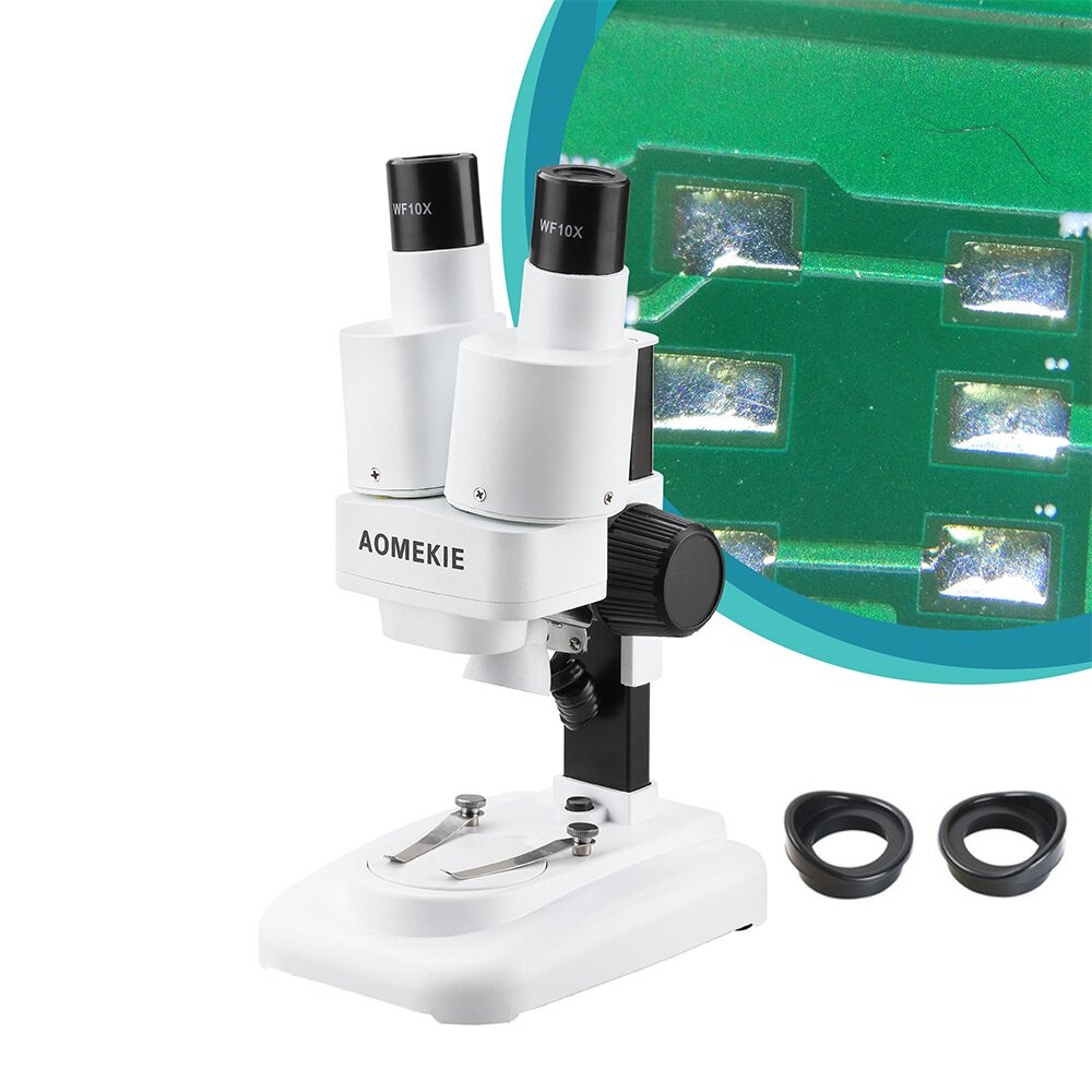 

AOMEKIE AO1001 20X Стереомикроскоп с биноклем LED для печатной платы Пайка Инструмент Слайды для ремонта мобильных телеф