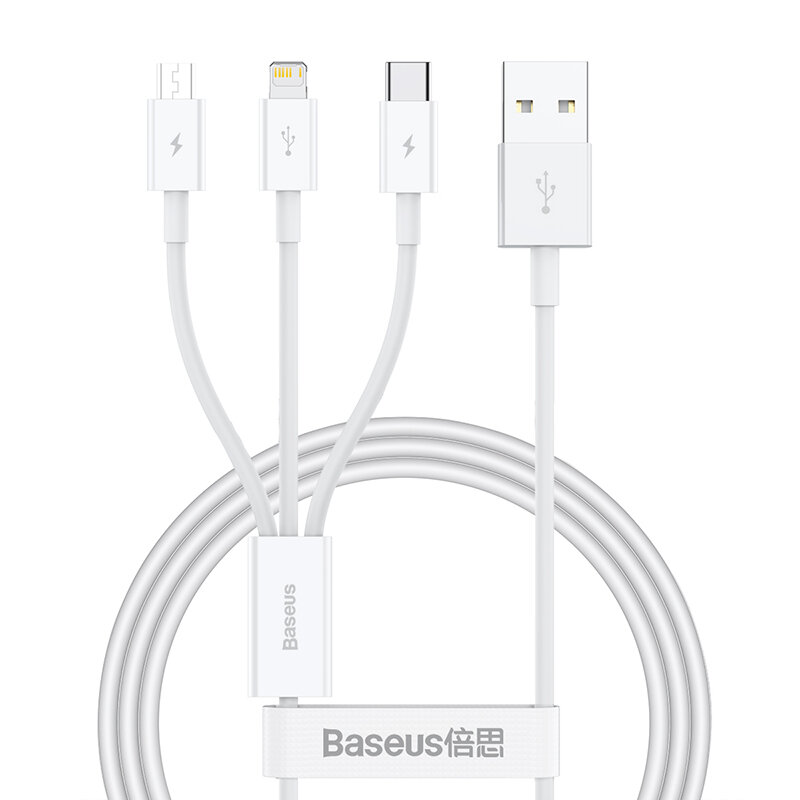 Baseus 3.5A USB-A to iP/Micro/Type-C Cable Fast Charging Data Transmission Tinned Copper Core Line 0.5M/1M Long for iPho