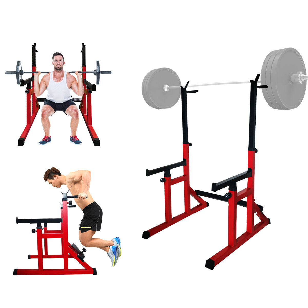 Adjustable Barbell Stand Lifting Dip Stand Squat Rack Weight Lifting Home Gym Fitness Sport Max Load 500kg