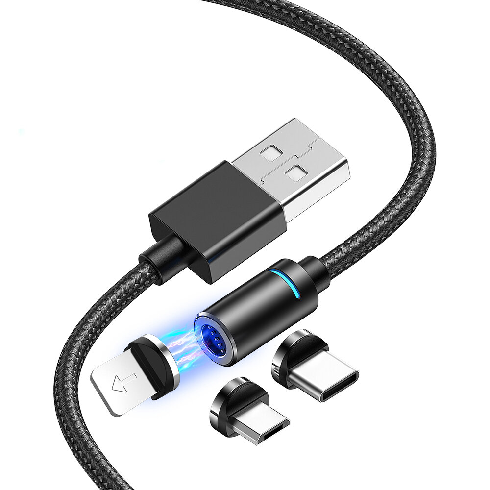 Bakeey 3A LED Magnetisch Type C Micro USB Snel opladen datakabel voor Huawei P30 Pro P40 Mi10 K30 Po