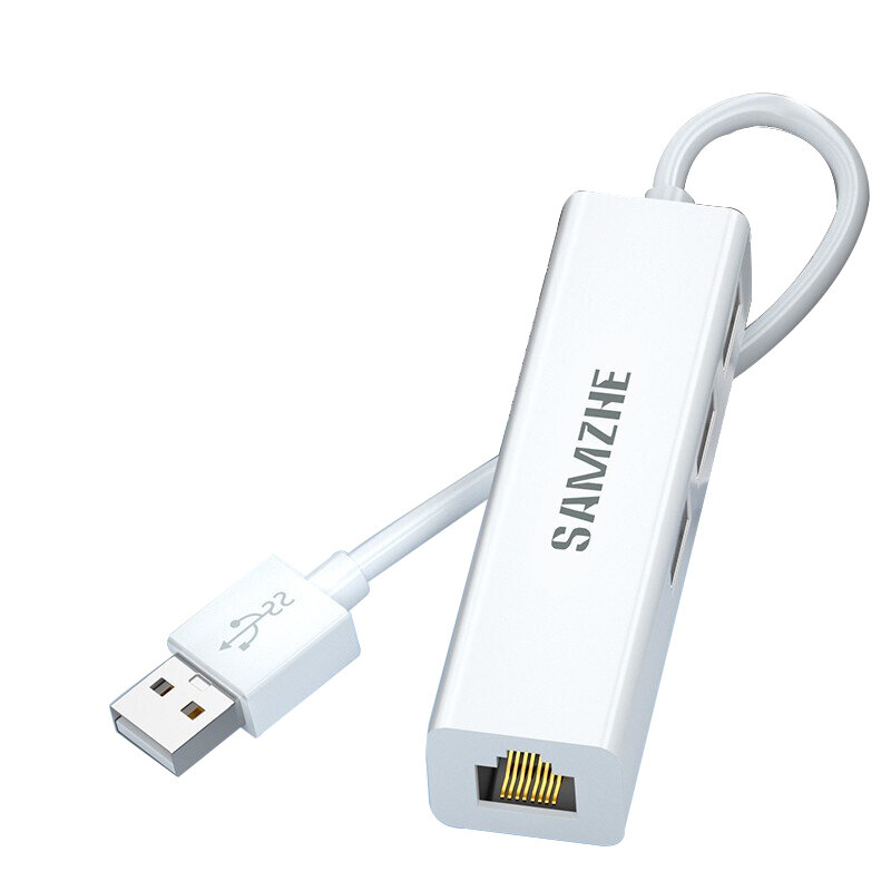 

SAMZHE 3 Port USB2.0 Hub Splitter RJ45 100M Ethernet Adapter Wired Network Card Converter for Laptop Desktop PC UWH01