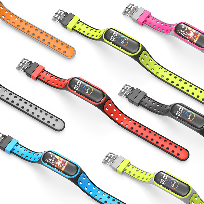Bakeey tweekleurige siliconen horlogeband horlogeband vervangen voor Xiaomi Miband 5 niet-origineel