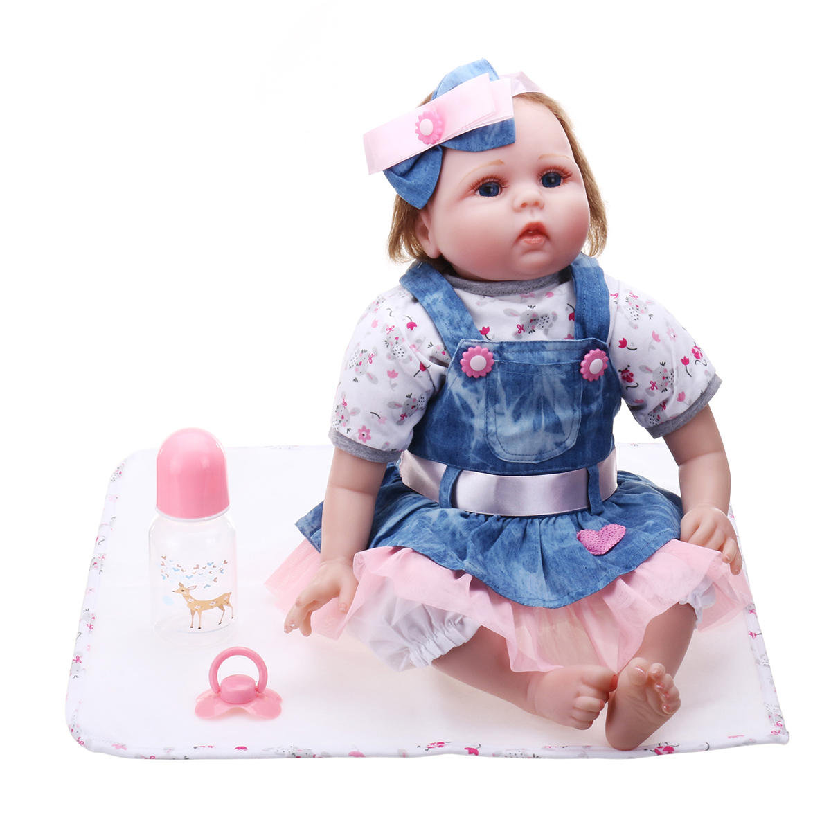 Oubeier reborn doll vinyl lichaam 55cm handgemaakte siliconen meisje mooie doek speelgoed kinderen c