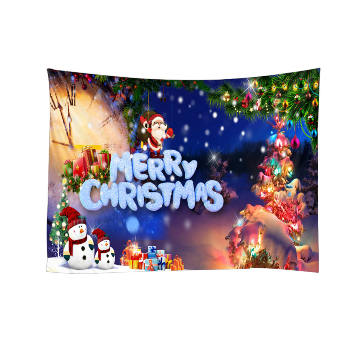 Christmas Santa Claus Tapestry Wall Hanging Winter Bedspread Throw Blanket Photography Backdrop Back