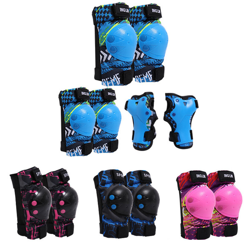 

6Pcs/Set Kids Protective Gear Knee Pads + Elbow Pads+ Wrist Guard for Children Roller Skating Cycling Biking Ski Scooter