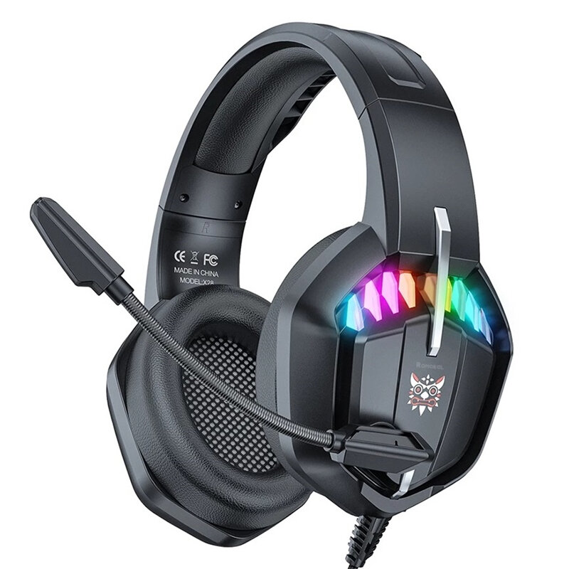 X28 Gaming Headset RGB Gaming Headphone Gamer USB Wired Headphone with Noise Cancelling Microphone F