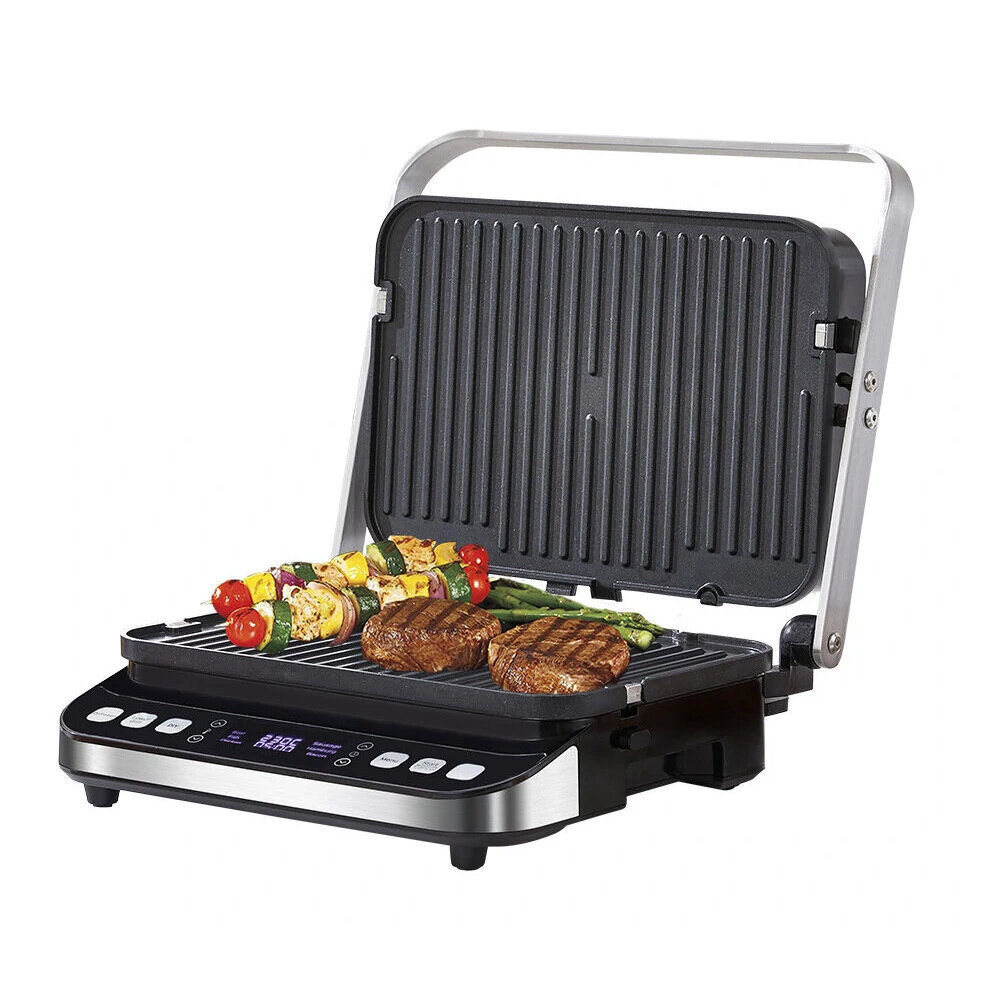 

BioloMix BCG02D 2000W 220V Electric Contact Grill Digital Griddle and Panini Press, Optional Waffle Maker Plates, Opens