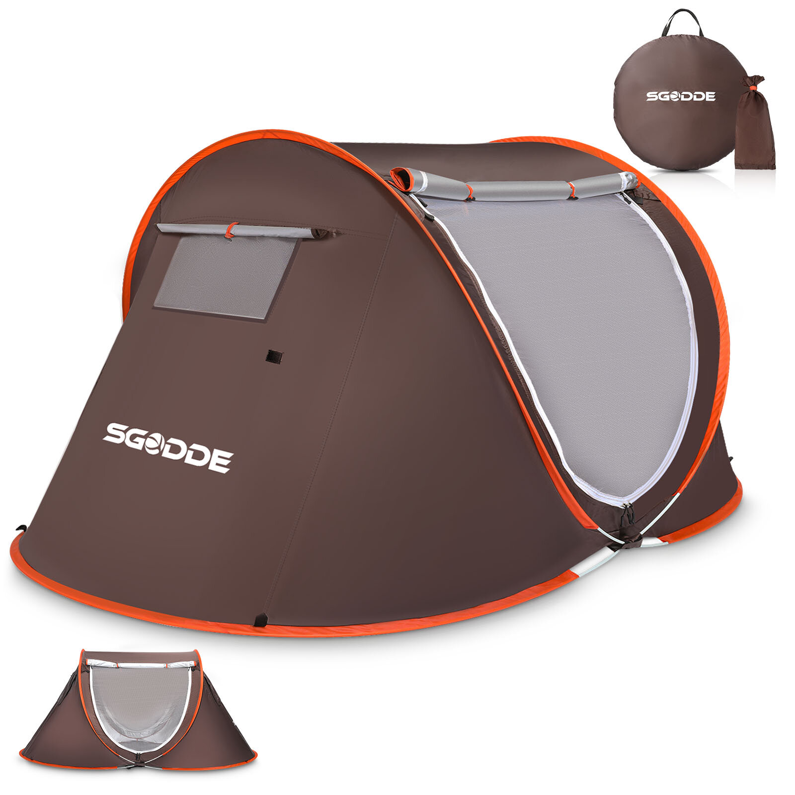 Tenda automática SGODDE para 2-3 pessoas Tenda de acampamento anti-UV Tenda impermeável para exteriores Sunshelter