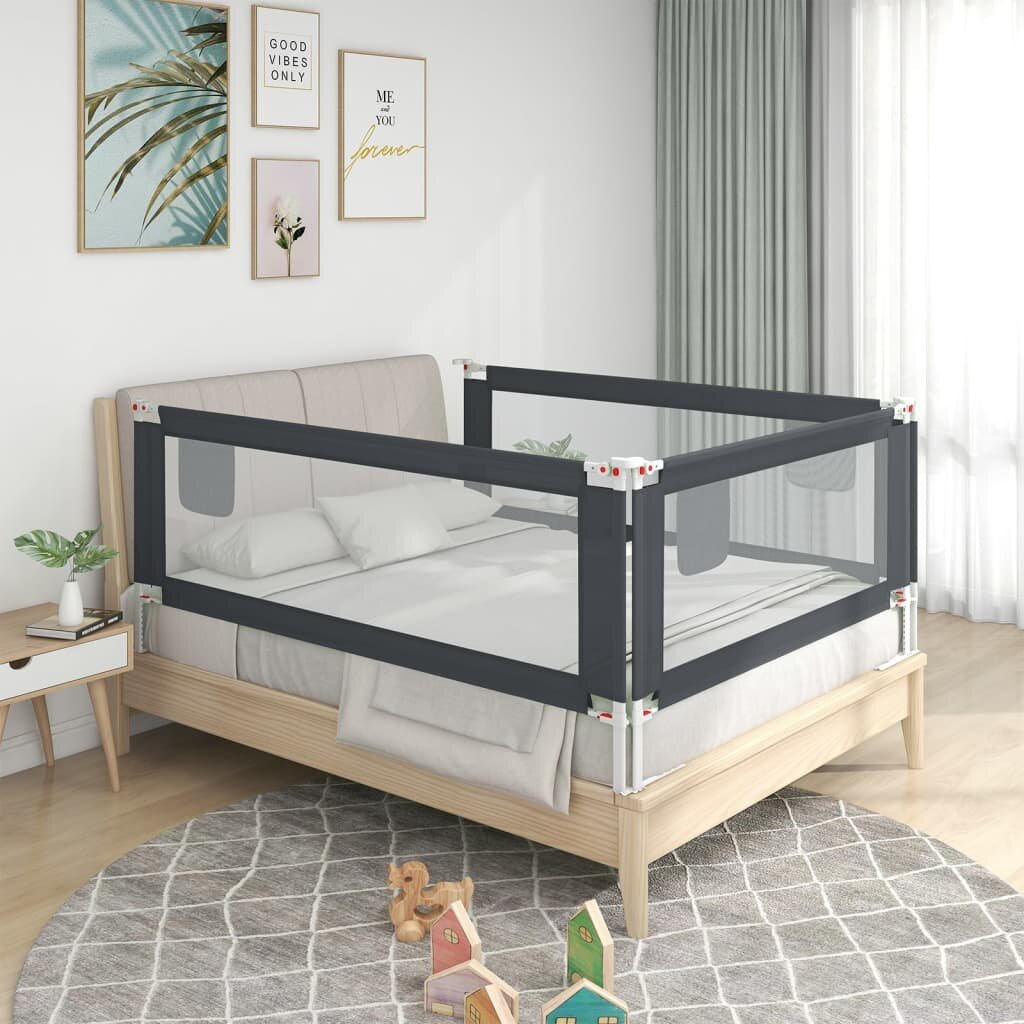 [EU Direct] vidaxl 10226 Toddler Safety Bed Rail Dark Grey 100x25 cm Fabric Polyester Children's Bed Barrier Fence Folda