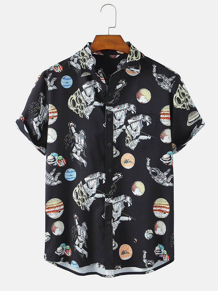 

Banggood Designed Мужские повседневные рубашки с короткими рукавами для космонавта Космического мультфильма