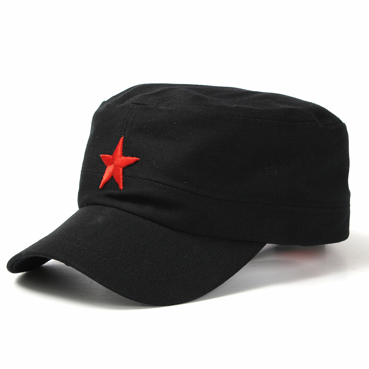 UnisexRed Star Cotton Army Cadet Military Cap Adjustable Durable Flat Top Hats