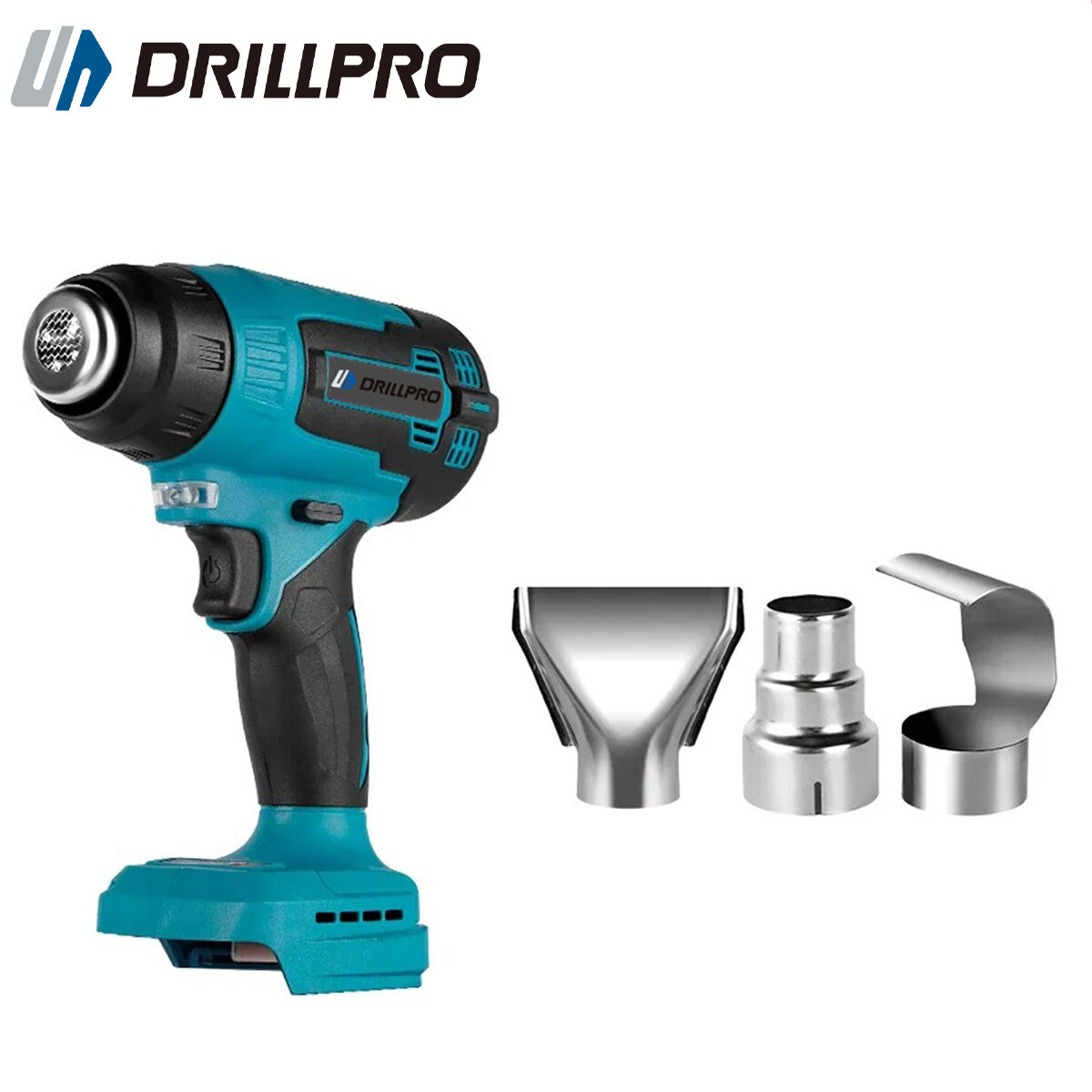 

Drillpro 2000W Electric Heat Gun with 18V Power and High-Quality Ceramic Heating Core Features 3PCS Quick Dismantling No