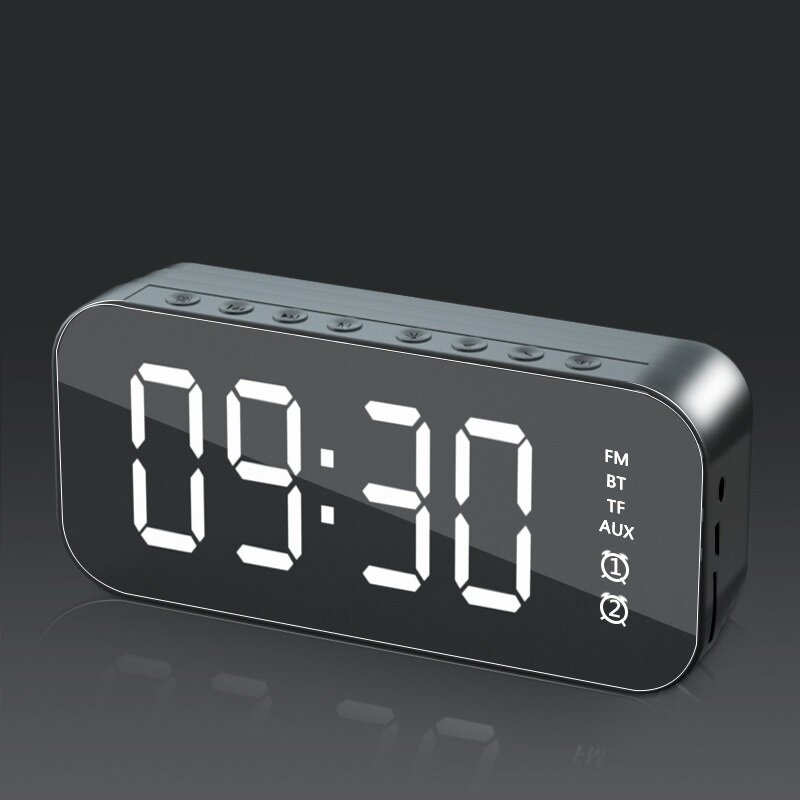 Bakeey Wireless bluetooth Speaker Mini LED Double Alarm Clock FM Radio TF Card AUX Soundbar Subwoofer