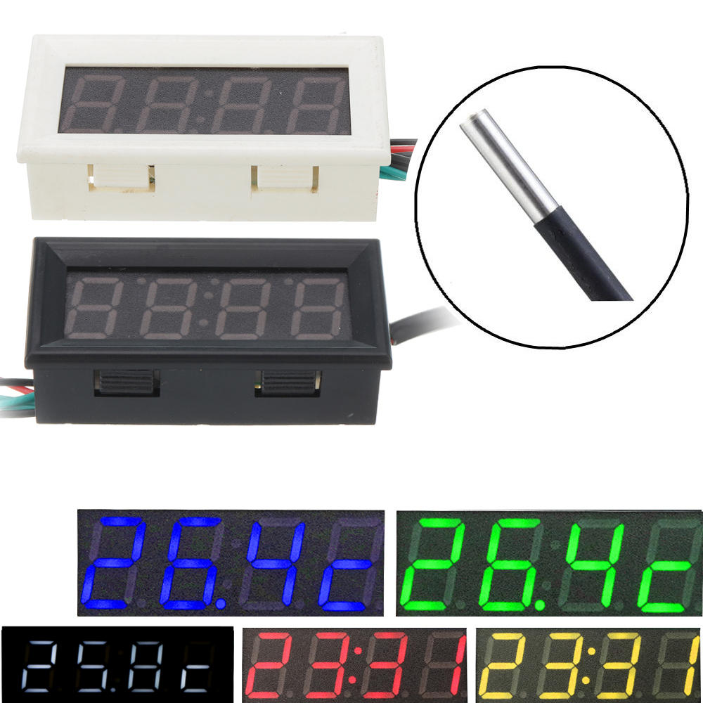 0.56 Inch 33V/200V 3-in-1 Time + Temperature + Voltage Display DC7-30V Voltmeter Electronic Watch Cl