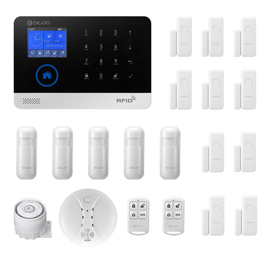 4331030761 2 Pack DIGOO DG-HOSA 433MHz Burglar Alarm Sensor Wireless Windows Doors Sensor and Infrared PIR Motion Detector Work with Any 433MHz Home Security Alarm System for Home and Business 