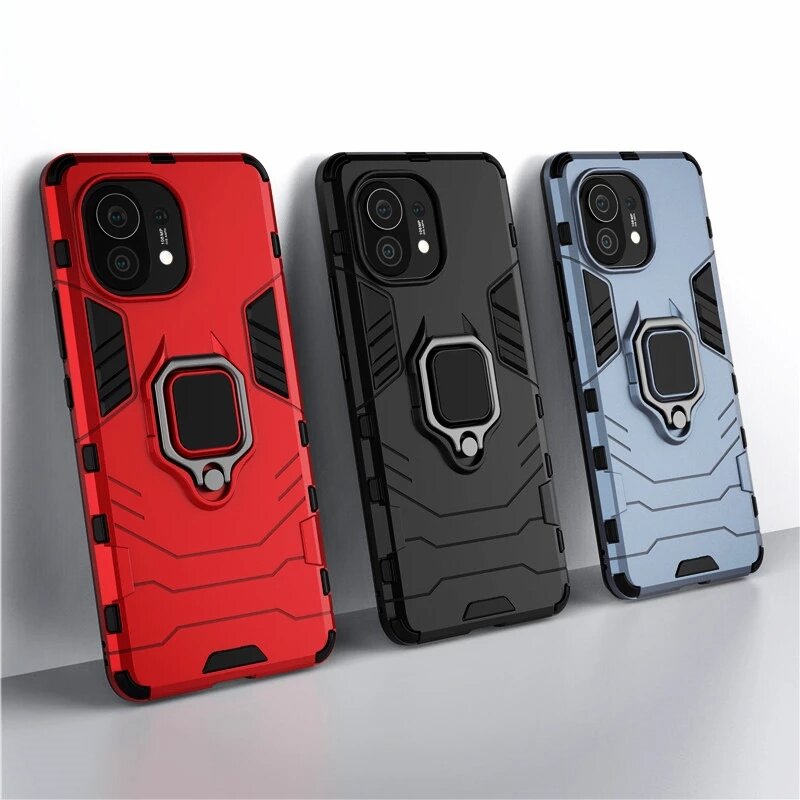 Bakeey for Xiaomi Mi 11 Case Armor Shockproof Magnetic with 360 Rotation Finger Ring Holder Stand PC