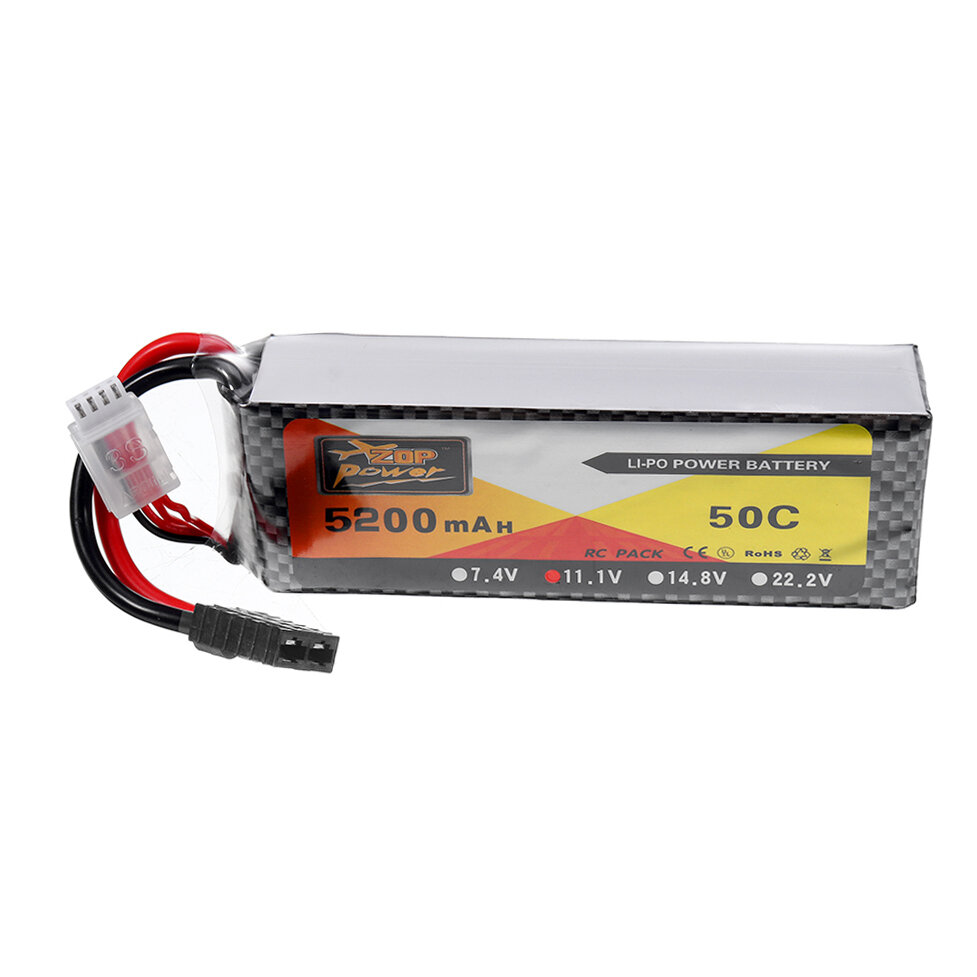 ZOP Power 11.1 V 5200 mah 50C 3S Lipo Batterij TRX Plug voor Wltoys 1/8 RC Auto