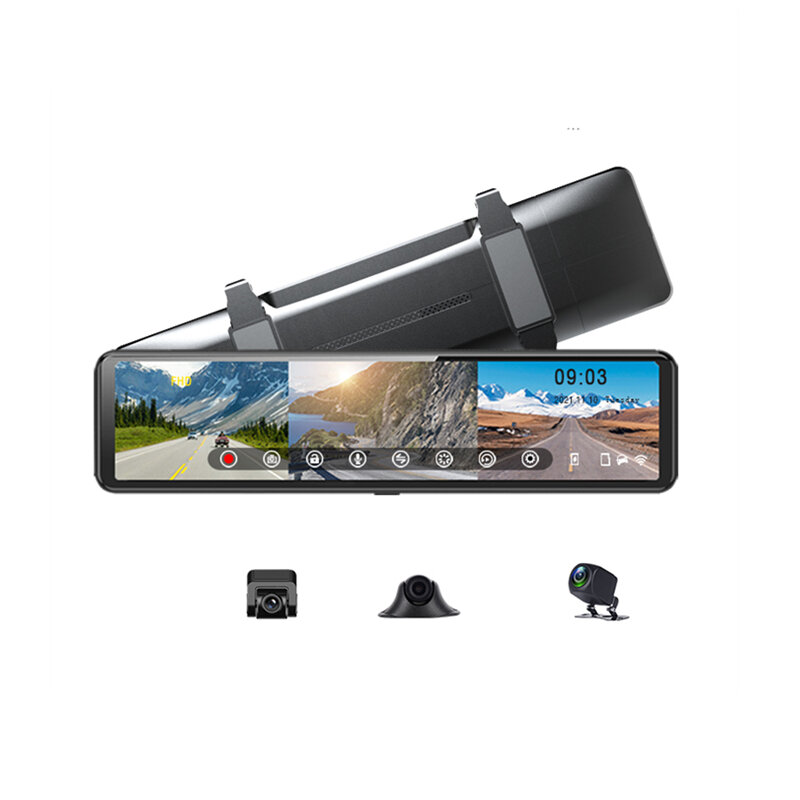 S33 1080P 12 Inch Wireless CarPlay Auto Monitor Portable Car Dvr Dash Cam GPS Navigation Drive Camer
