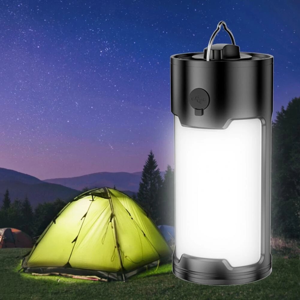LED Campinglaterne wiederaufladbar eingebaut 18650 Batterie tragbare Zeltlampe im Freien wasserdichtes Camping-Notlicht