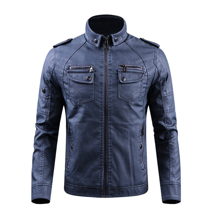 Winter fleece warm pu faux leather motorcycle biker jacket Sale ...