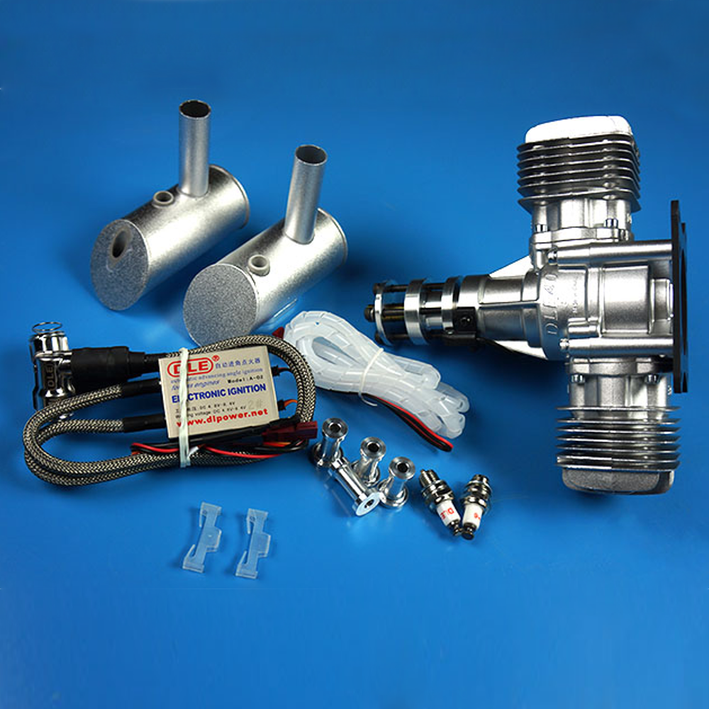 

DLE Gasoline Engine DLE40 40CC Two Cylinder Two-Stroke Side Exhaust Air-cooled Hand Start With Ignition and Exhaust Pipe