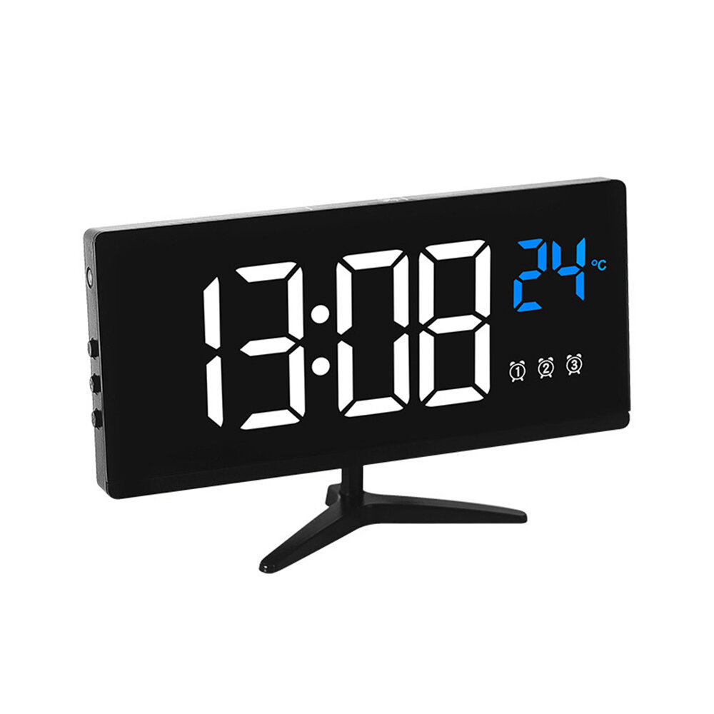 

LED Digital Alarm Clock Rechargeable USB Power Supply Digital Electronic Desktop Clocks Temperature Time Touch Display C