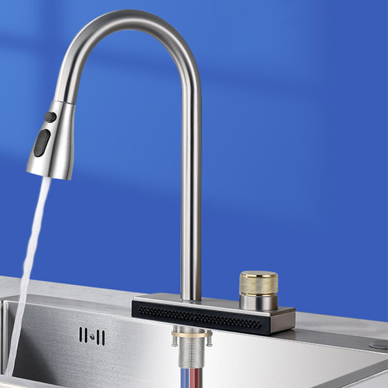 best price,agsivo,waterfall,kitchen,sink,faucet,with,3,modes,pull,down,sprayer,coupon,price,discount