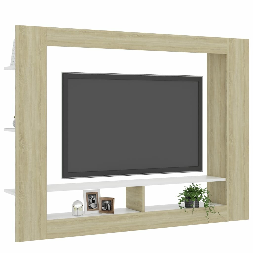 TV Cabinet White and Sonoma Oak 59.8