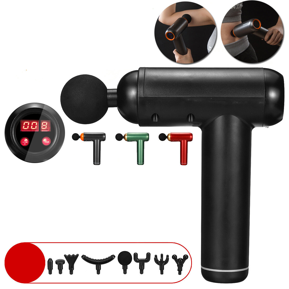 

99 Speed 8 Heads Massage Deep Tissue Muscle Vibrating Relaxing Percussion Massager Device Fitness Gym