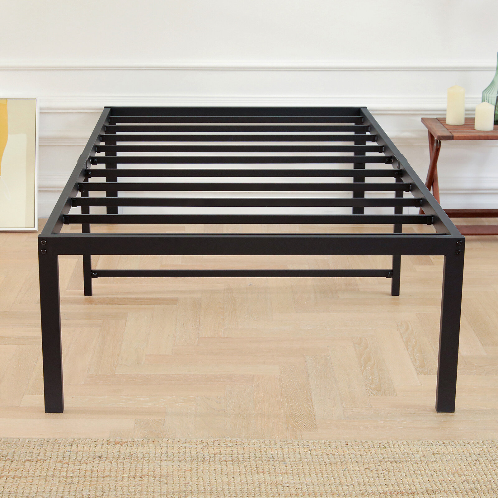 Lusimo 18 inch Twin XL Metal Platform Bed Frame with Heavy Duty Steel Slat Support Non-Slip and Noise-Free Mattress Foun