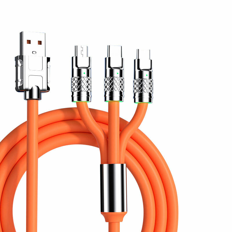 120W USB-A tot Type-C/Micro/iP-kabel Snel opladen Datatransmissie Vertind koperen kernlijn 1,2M lang