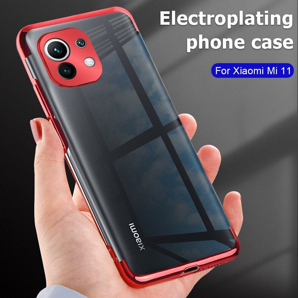 Bakeey for Xiaomi Mi 11 Case 2 in 1 Plating with Lens Protector Ultra-Thin Anti-Fingerprint Shockpro