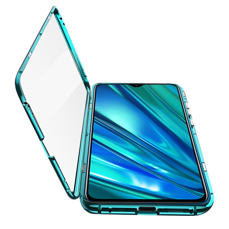 

Bakeey 360º Curved Magnetic Flip Double-sided 9H Tempered Glass Metal Full Body Protective Case for Realme 5 Pro