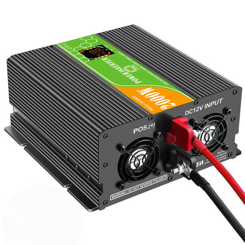 DC 12V to AC 220V 2000W Modified Wave High Power Inverter LCD Display USB with Remote Control & 5m Remote Control Cable