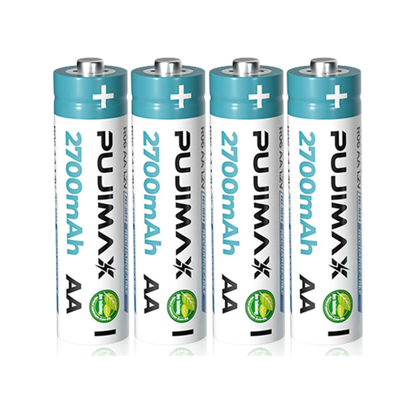 

PUJIMAX 4Pcs 1.2V 2700mAh AA Rechargeable Battery Ni-mh 2A Batteries AA Battria High Energy For Flashlight Toys