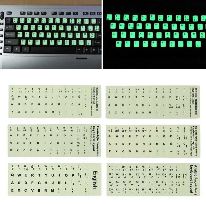 

Keyboard Cover Stickers Fluorescent Luminous Waterproof Keyboard Protective Film for Laptop Desktop PC