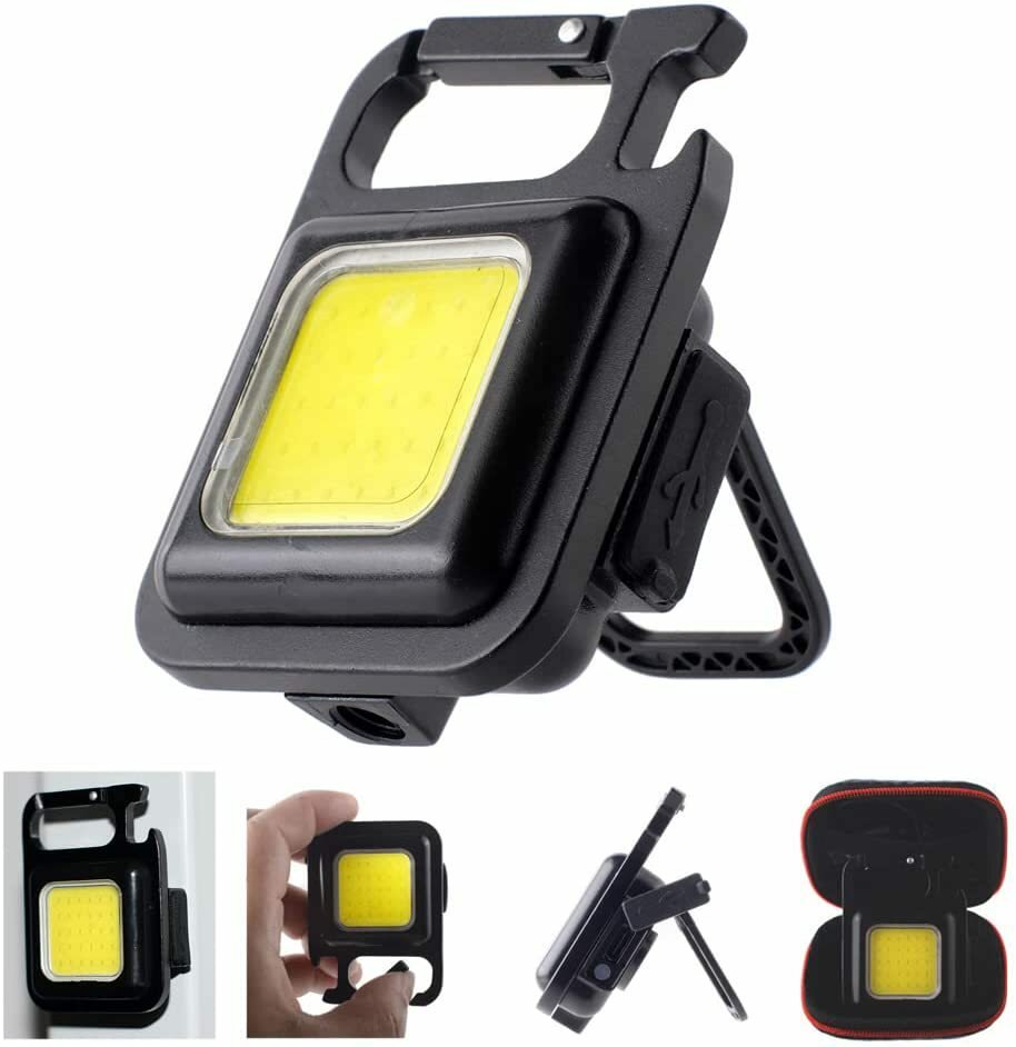 

Mini Multi-functional Rechargeable Emergency Light Keychain LED Flashlight Portable Work Light Bottle Opener With Carabi