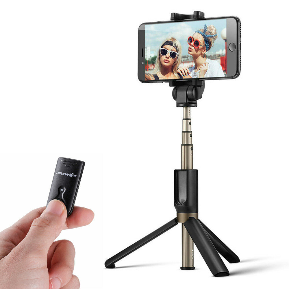 BlitzWolf? BW-BS3 3 in 1 Selfie Stick bluetooth Remote Tripod Selfie Sticks for iphone 13 12