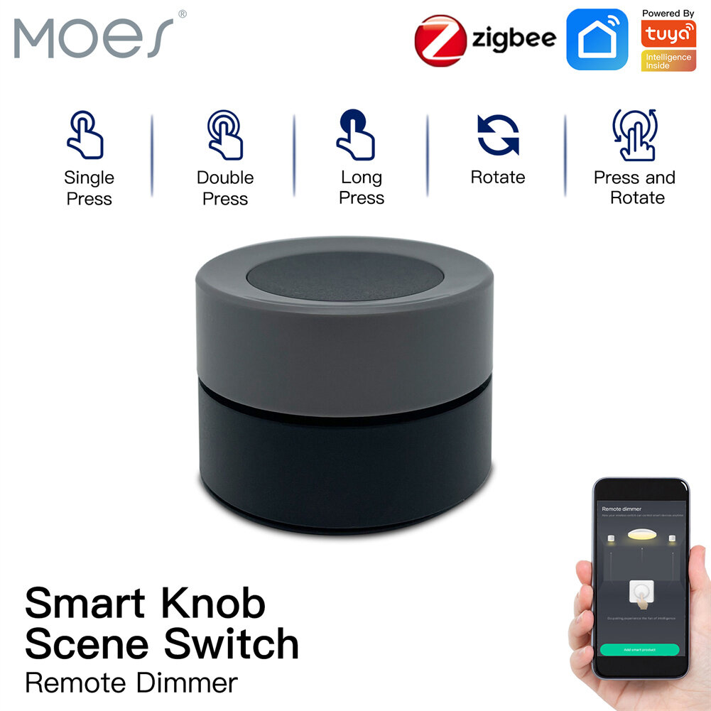 

MOES Tuya ZigBe Smart Knob Switch Wireless Scene Button Controller Battery Powered Automation Scenario Smart Life App