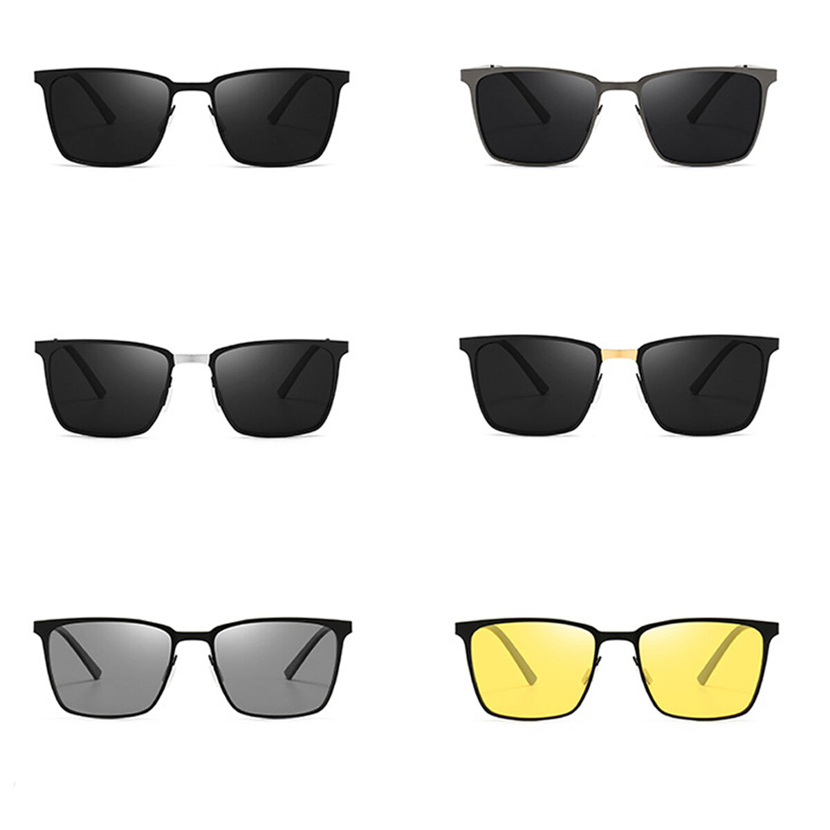 

UV400 Металлическая квадратная оправа Изменение цвета Поляризованные солнцезащитные очки Мужские солнцезащитные очки для
