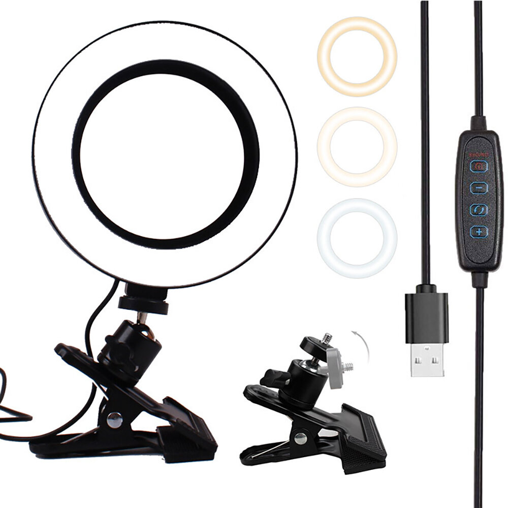 

LIBEN LB-6J 6inch LED Ring Light Dimmable Selfie Ring Lamp Three Kinds of Color Temperature Line Control for Computer Li