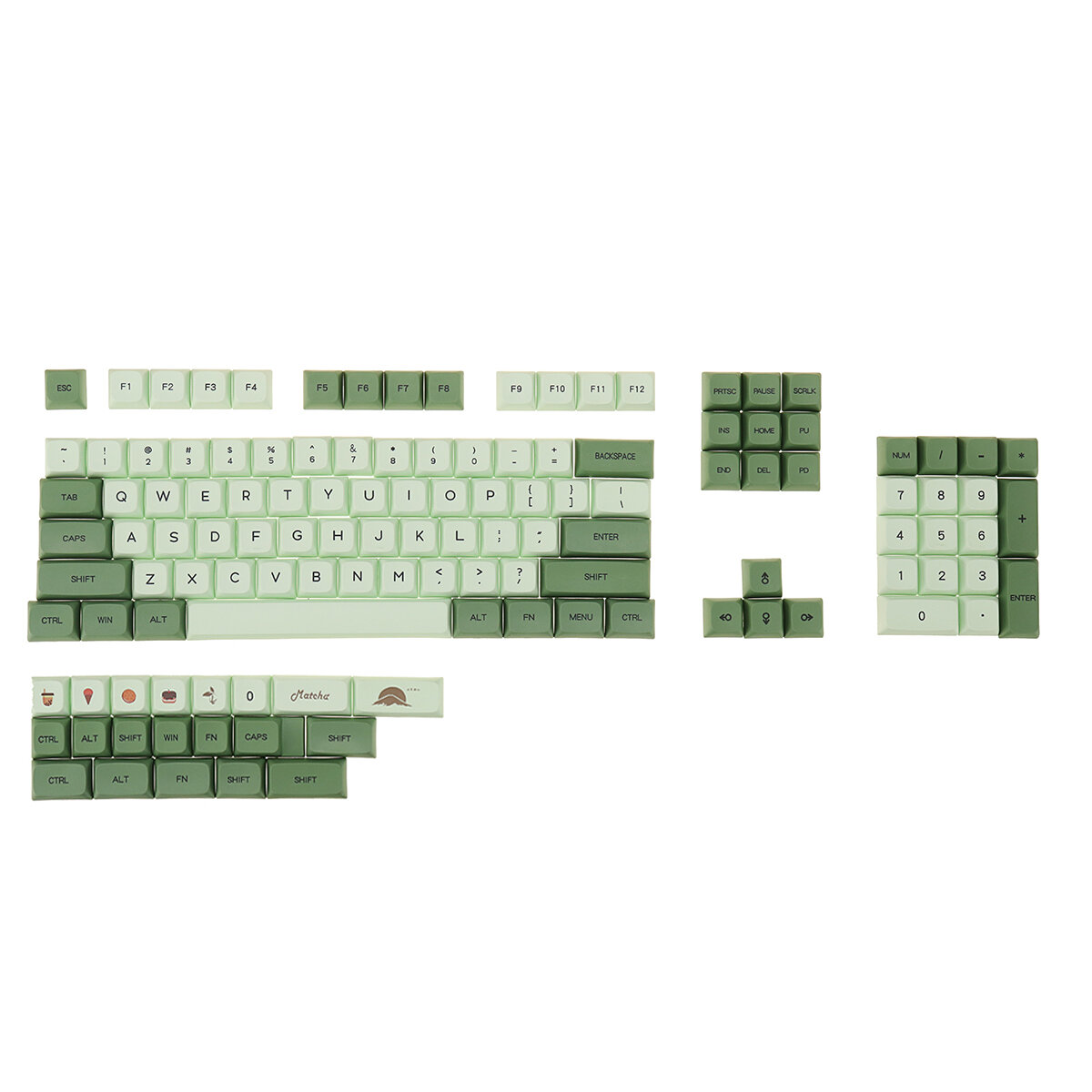 

125 клавиш Matcha PBT Keycap Set XDA Profile DYE-SUB Английские/японские пользовательские колпачки для клавиатур Механич